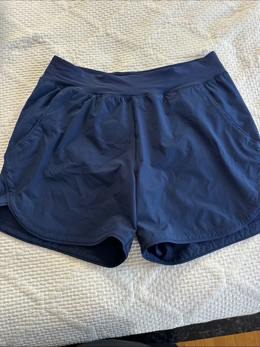 Lands' End Women's Navy Blue Athletic Shorts with Wide Waistband Size 12